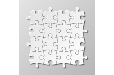 White blank puzzle piece vector set