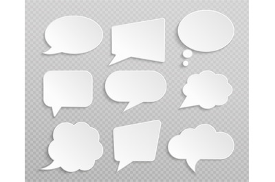 White blank retro speech bubbles isolated vector set