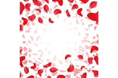 Red rose falling scattered petals wedding vector background