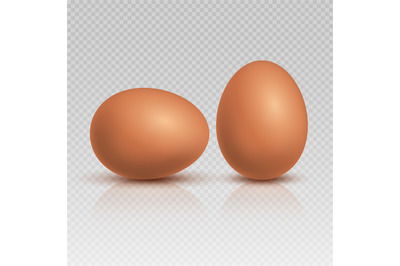Realistic brown chicken eggs. Natural and healthy farm food vector ill