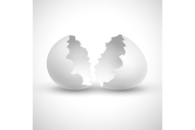 White opened easter with shell broken isolated vector illustration