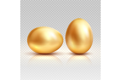 Golden eggs realistic vector illustration for easter greeting card