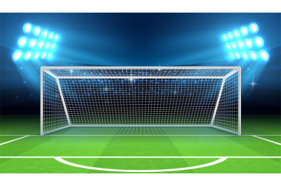 Sports stadium with soccer goal vector illustration