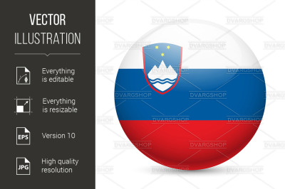 Round glossy icon of Slovenia