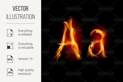 Fiery font. Letter A