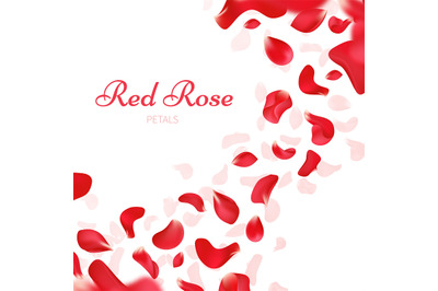 Romantic wedding vector background with falling red rose petals