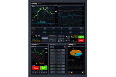 Stock trading vector concept ui with analyze data tools and financial