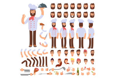 Cartoon chef animated vector creation character. Professional male coo