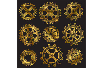 Golden retro sketch mechanical gears set