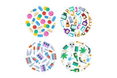 Medicine cartoon pill, drug, table, antibiotics, medication