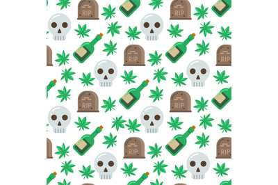 Skull and alcohol seamless pattern