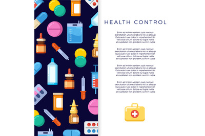 Medicine banner design with bright flat icons