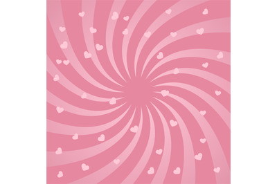 Bright spiral design background with hearts