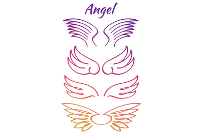 Colorful elegant angel flying wings collection