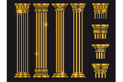 Ancient rome architecture column vector set