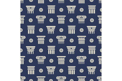 Greek and roman ancient columns seamless pattern