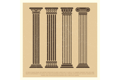 Poster with ancient columns set