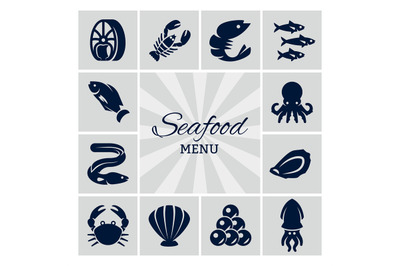 Seafood menu silhouette icon