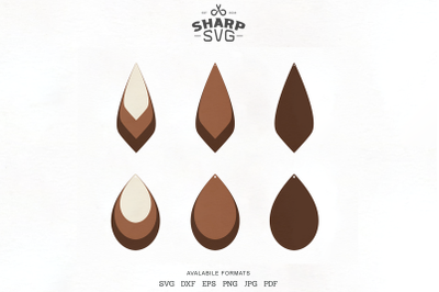 Stacked Earrings SVG - Teardrop Leather Earrings Template