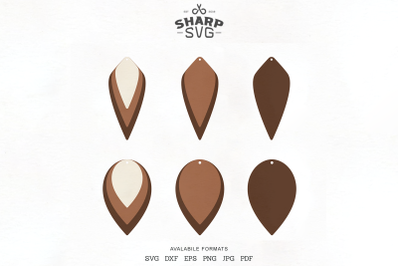 Stacked Earrings SVG - Teardrop Leather Earrings Template