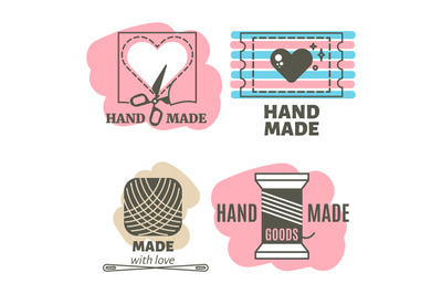 Vintage hipster handmade, handiwork badges, labels
