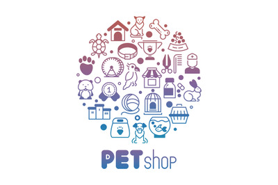 Pet store or shop round banner