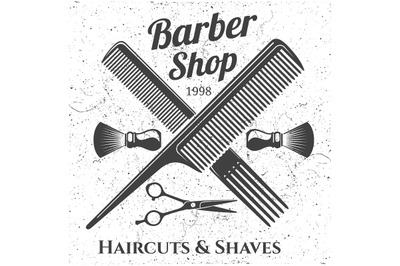 Grey vintage barber shop emblem design