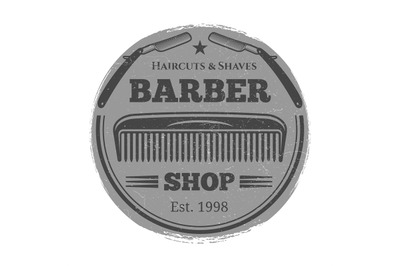 Monochrome barber shop vintage label - hairdressing salon emblem