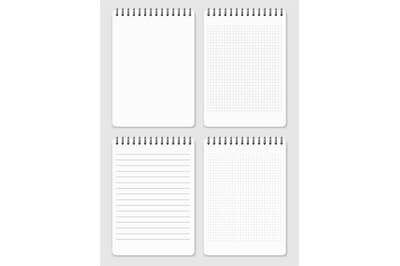 Realistic notebooks page collection - lined and dots notebook