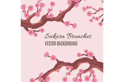 Springtime japanese traditional vector background with blossom cherry