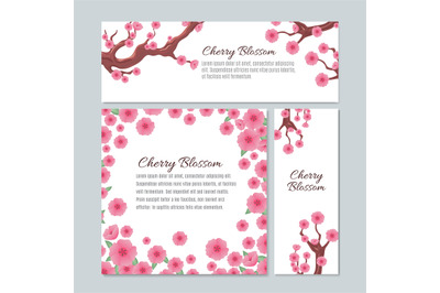 Sakura blossom with pink cherry flowers vector invitation wedding card