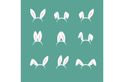 Easter bunny cartoon ears&2C; celebration mask isolated vector set