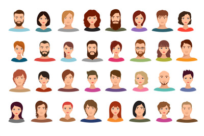 Women and men business people team vector avatars male and female prof