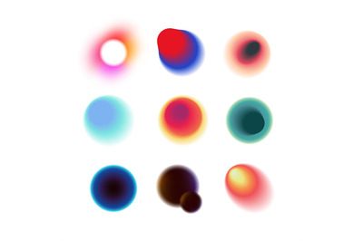 Vibrant colorful circles with blurred radiant gradients vector collect