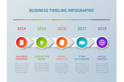 Business timeline vector infographic in paper origami style with numbe