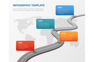 Strategy chronological road map. Business vector timeline