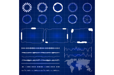 Sci futuristic hud interface. Modern technology screen with panels vec