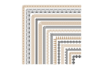 Seamless vintage decorative frame borders with corners vector collecti