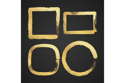 Golden luxury painted grunge vector border frames