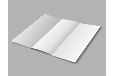 Blank paper folded leaflet. 3d white blank broadsheet vector template