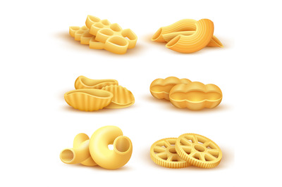Italian pasta and spaghetti 3d realistic vector icons
