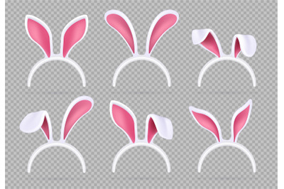 Isolated realistic rabbit ears. Funny easter bunny vector masks