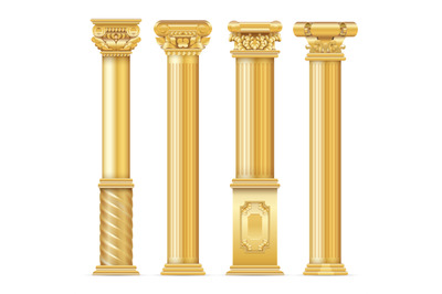 Classic antique gold columns vector set