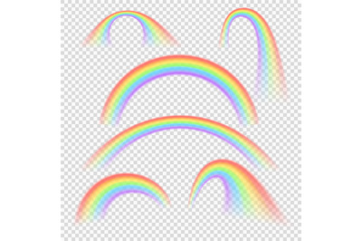 Summer realistic rainbow arches isolated vector set