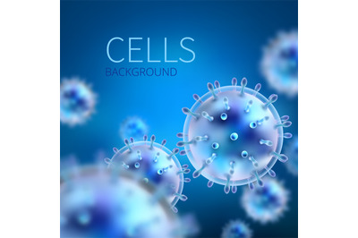 Abstract vector background with cells and viruses. Biology medical sci