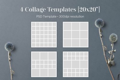 4 20x20 PSD Collage Templates for Photographers (S214)