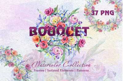 Bright Watercolor Bouquets PNG