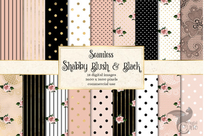 Shabby Blush and Black Digital Paper