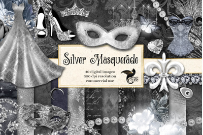 Silver Masquerade Digital Scrapbook Kit