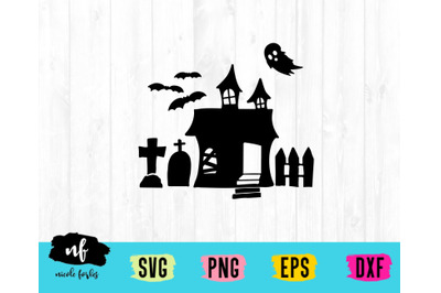 Haunted House Silhouette SVG Cut File